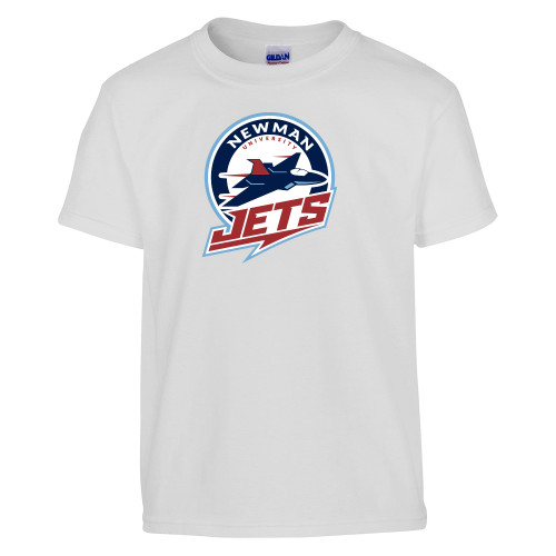  Youth White T Shirt - Newman University Jets Full Primary Mark