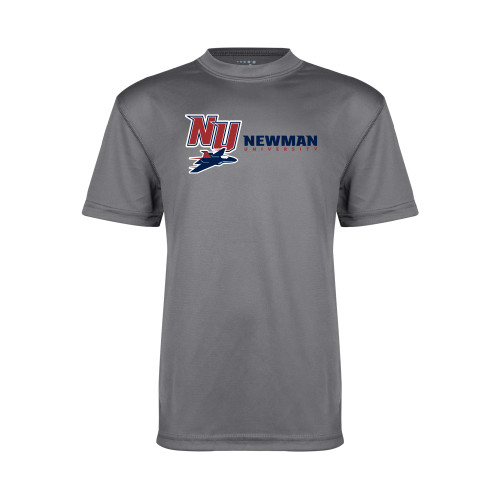  Youth Performance Grey Concrete Tee - NU Jet and Newman Hybrid Mark Horizontal