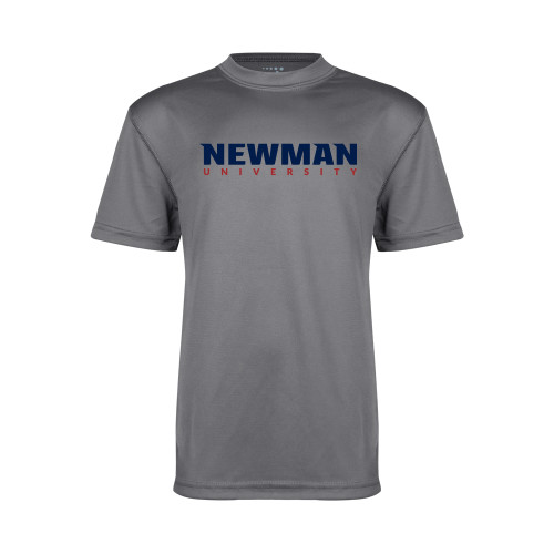  Youth Performance Grey Concrete Tee - Newman University Wordmark