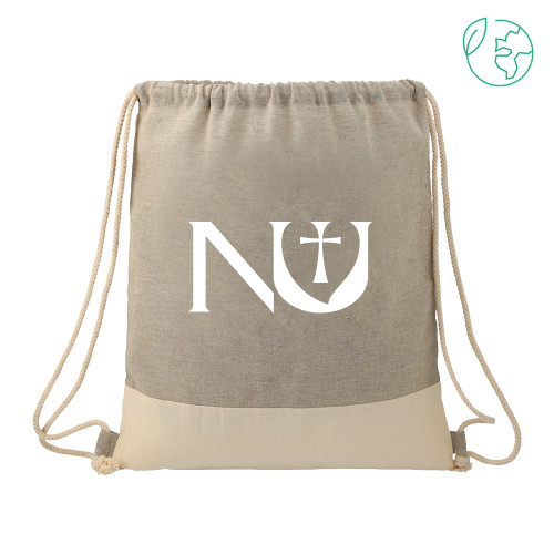  Split Recycled Cotton Grey/Natural Drawstring Bag - NU Stand Alone