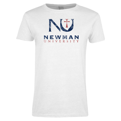  Womens White Short Sleeve Tee - NU Distressed