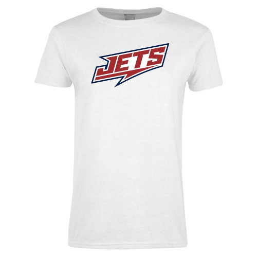  Womens White Short Sleeve Tee - Jets Wordmark Slanted