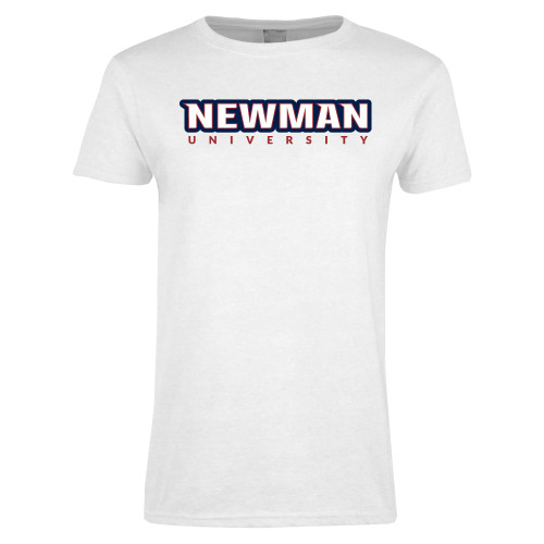  Womens White Short Sleeve Tee - Newman University Wordmark