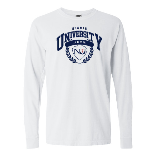  Comfort Colors White Long Sleeve T Shirt - Neal University Seal Wreath