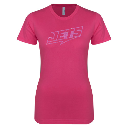  Next Level Womens Fuchsia Boyfriend Tee - D Neon Pink Glitter