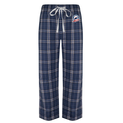  Navy/White Flannel Pajama Pant - Newman University Jets Full Primary Mark EMB