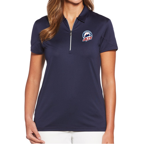  Callaway Womens Navy Tulip Sleeve Zip Polo - Newman University Jets Full Primary Mark EMB