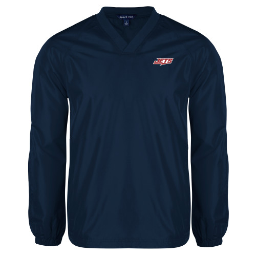  Navy V Neck Raglan Windshirt - Jets Wordmark EMB