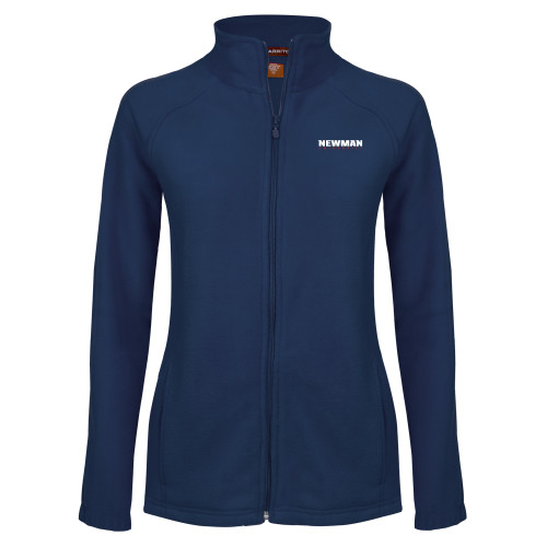  Womens Navy Fleece Full Zip Jacket - Newman University Wordmark EMB