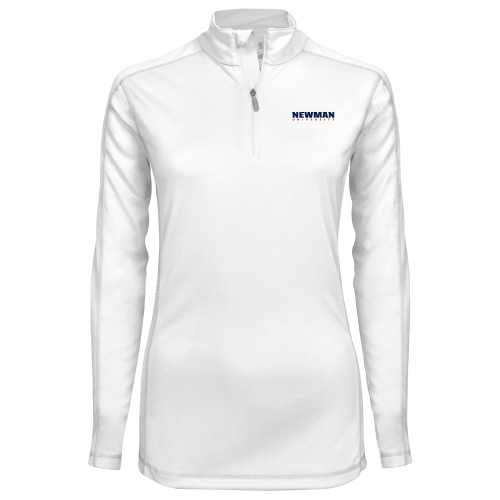  Syntrel Womens White Interlock 1/4 Zip - Newman University Wordmark EMB