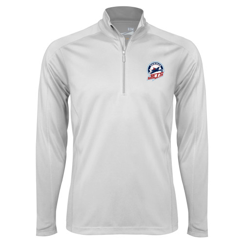  Syntrel White Interlock 1/4 Zip - Newman University Jets Full Primary Mark EMB