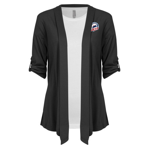  Womens Grey Drape Front Cardigan Sweater - Newman University Jets Full Primary Mark EMB