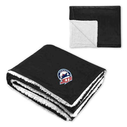  Super Soft Luxurious Black Sherpa Throw Blanket - Newman University Jets Full Primary Mark EMB