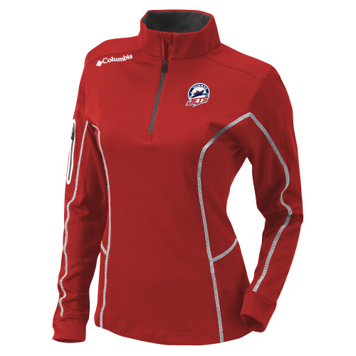  Columbia Womens Omni Wick Red 1/4 Zip - Newman University Jets Full Primary Mark EMB