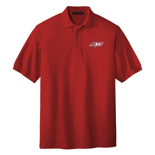  Red Silk Touch Polo - Jets Wordmark EMB