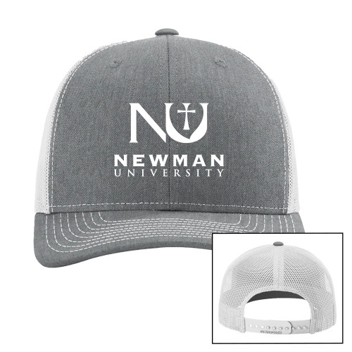  Richardson Heather Grey/Light Grey Trucker Hat - Newman University Stacked