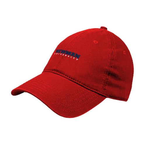  Red Unstructured Adjustable Low Profile Hat - Newman University Wordmark EMB
