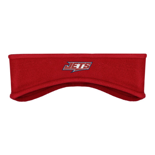  Red Stretch Fleece Headband - Jets Wordmark EMB