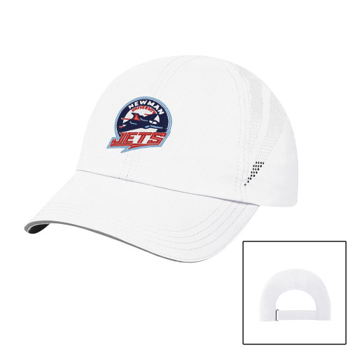  Womens White Performance Cap - Newman University Jets Full Primary Mark EMB