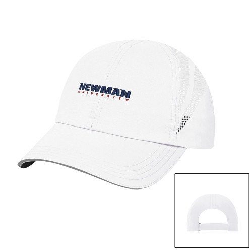  Womens White Performance Cap - Newman University Wordmark EMB