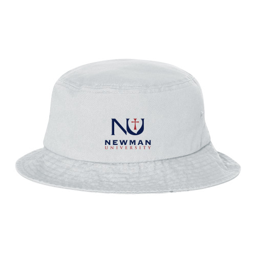  Sportsman White Bucket Hat - Newman University Stacked