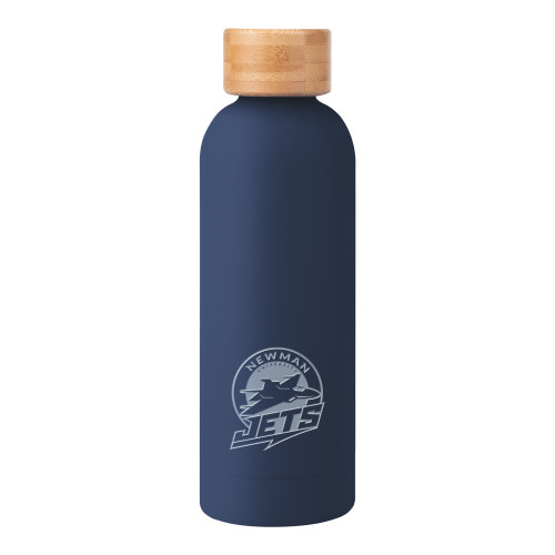  Blair Navy Stainless Steel Bottle w/ Bamboo Lid 17 oz - Newman University Jets Full Primary Mark Engraved