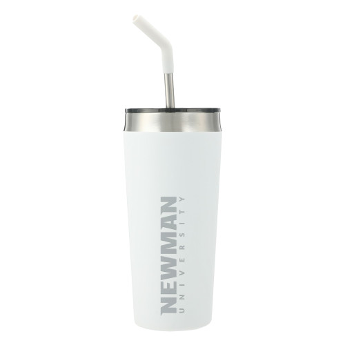  Faye White Vacuum Tumbler w/ Stainless Steel Straw 20 oz - Newman University Wordmark Engraved