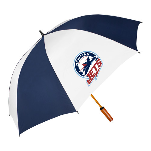  64 Inch Navy/White Umbrella - Newman University Jets Full Primary Mark