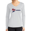 Thumbnail image for  Womens White Performance Long Sleeve V Neck Shirt