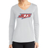 Thumbnail image for  Womens White Performance Long Sleeve V Neck Shirt