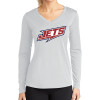 Thumbnail image for  Womens White Performance Long Sleeve V Neck Shirt