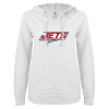 Thumbnail image for  ENZA Womens White V Notch Raw Edge Fleece Hoodie