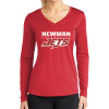Thumbnail image for  Womens Red Performance Long Sleeve V Neck Shirt