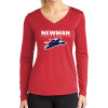 Thumbnail image for  Womens Red Performance Long Sleeve V Neck Shirt