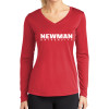 Thumbnail image for  Womens Red Performance Long Sleeve V Neck Shirt