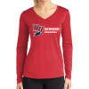 Thumbnail image for  Womens Red Performance Long Sleeve V Neck Shirt