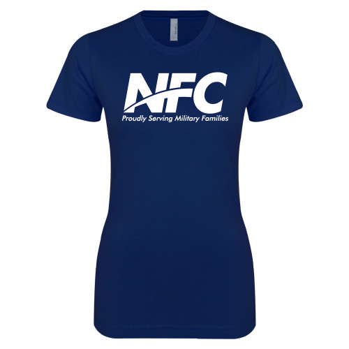 Next Level Womens Navy Boyfriend Tee-NFC