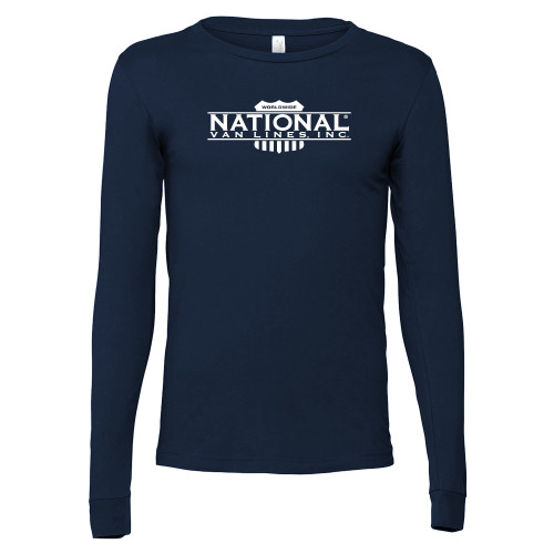 Bella + Canvas Navy Jersey Cotton Long Sleeve T Shirt-