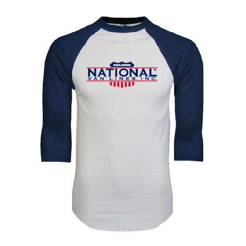 White/Navy Raglan Baseball T Shirt-