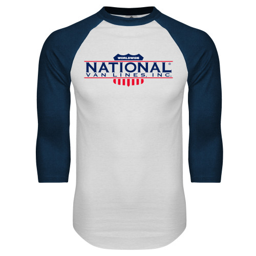 White/Navy Raglan Baseball T Shirt-