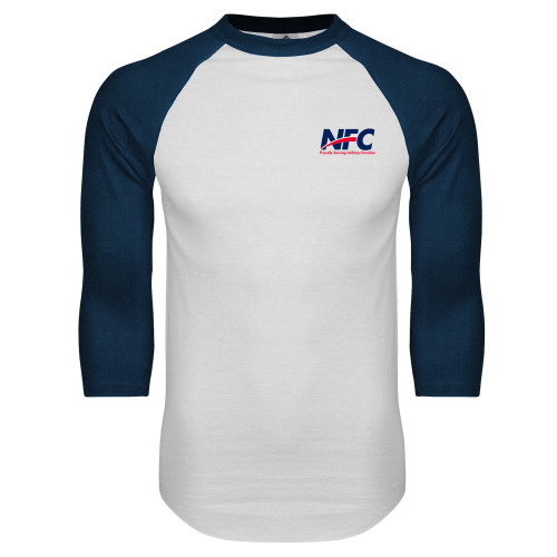 White/Navy Raglan Baseball T Shirt-NFC