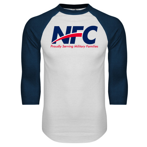White/Navy Raglan Baseball T Shirt-NFC