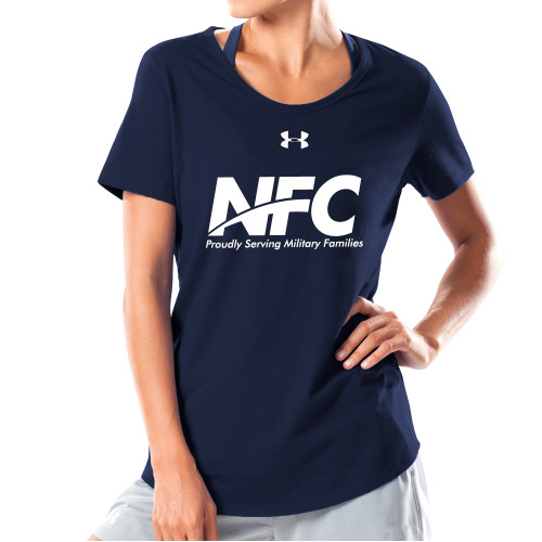 Under Armour Womens Navy Charged Cotton Tee-NFC