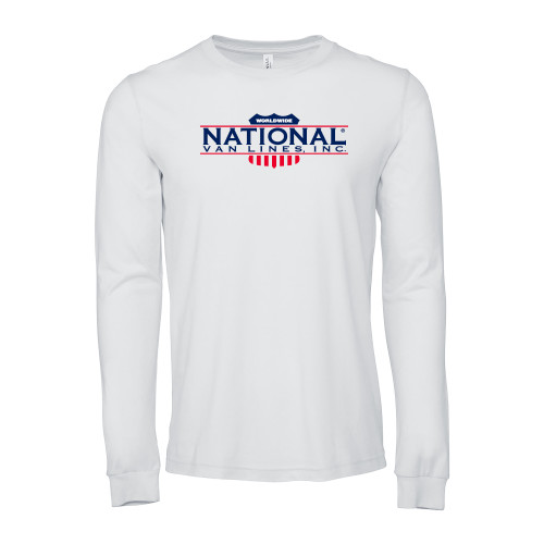 Bella + Canvas White Jersey Cotton Long Sleeve T Shirt-