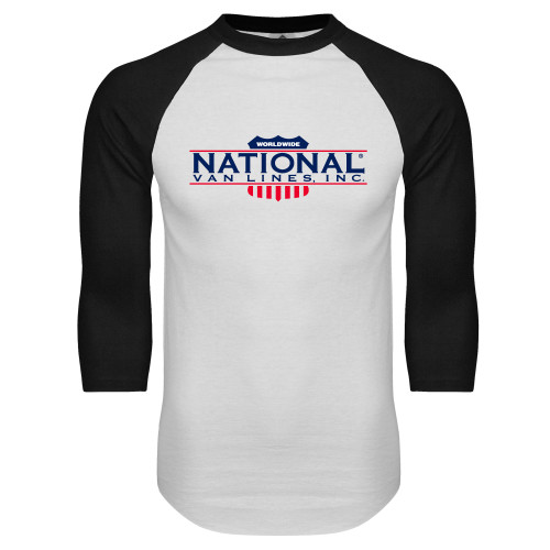 White/Black Raglan Baseball T Shirt-