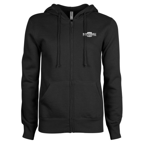 ENZA Womens Black Fleece Full Zip Hoodie-