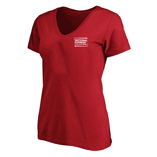 Womens Plus Red V Neck T Shirt-National Express