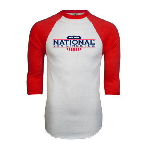 White/Red Raglan Baseball T Shirt-