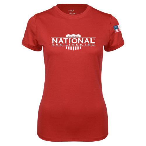 Womens Red Performance Tee-