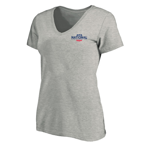 Womens Plus Heather Grey V Neck T Shirt-National Van Lines Inc